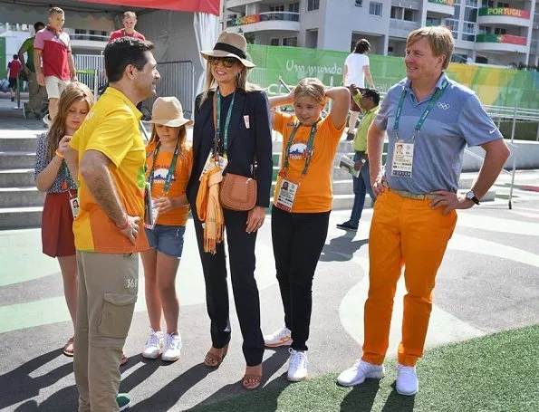 King Willem-Alexander and Queen Maxima with their daughters, Princess Amalia, Princess Alexia and Princess Ariane visited Olympic Village