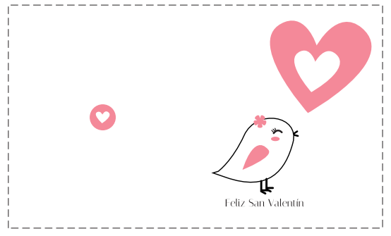 tarjeta dibujo pollito y corazón San Valentí­n