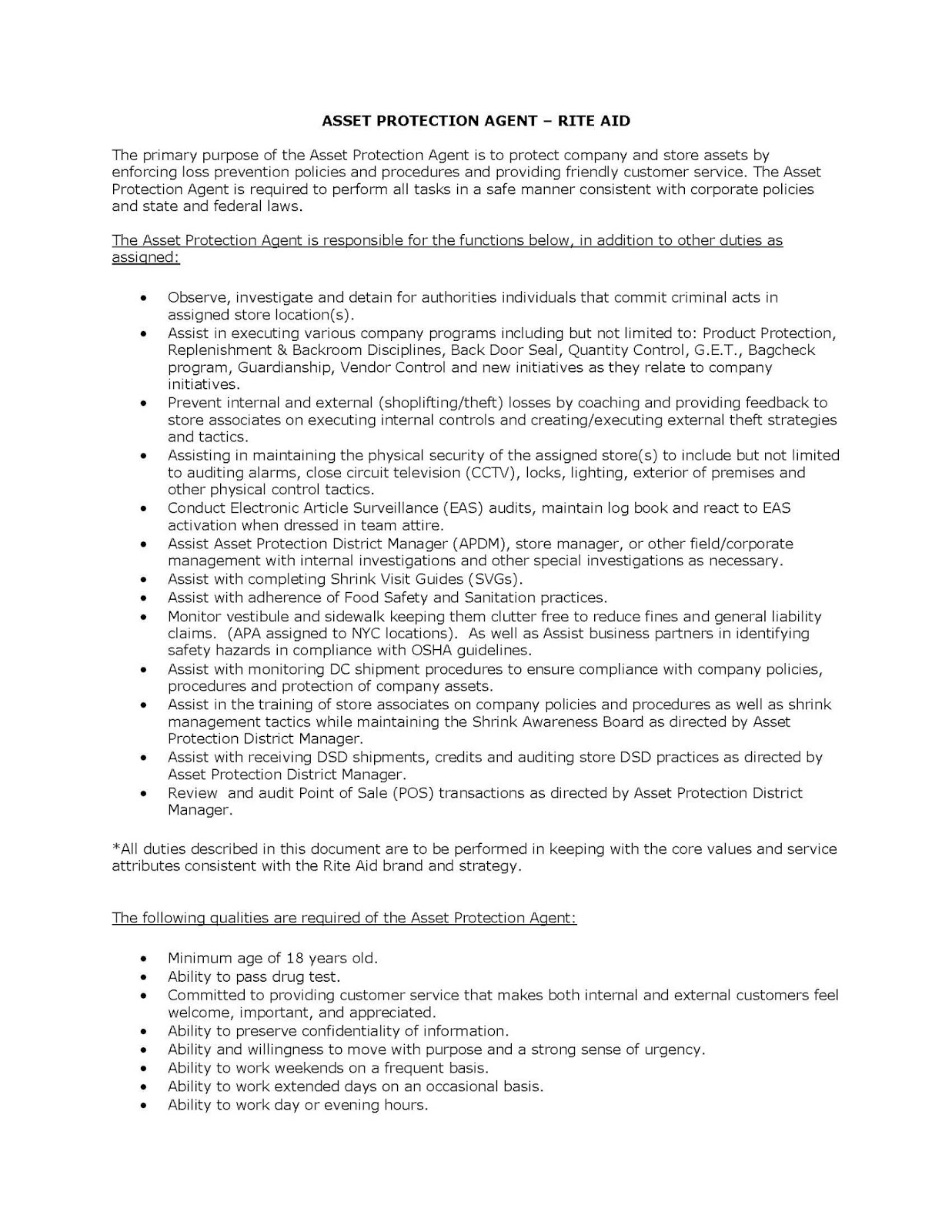 CCJS Undergrad Blog Asset Protection Agent Both Full and PartTime