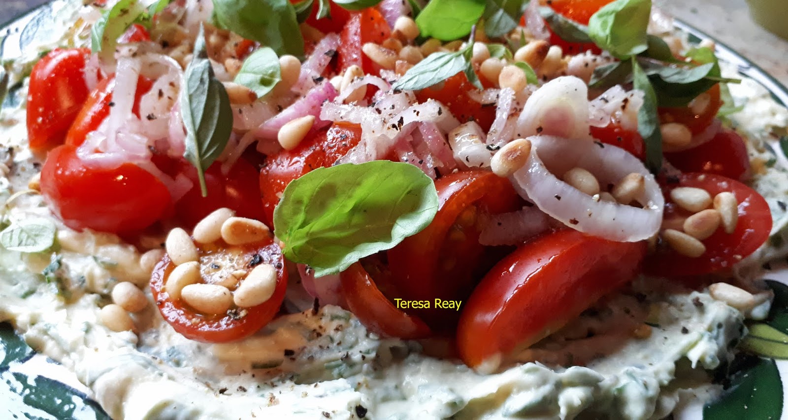 TOMATOES WITH WASABI MASCARPONE & PINE NUTS