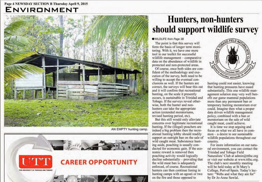 CAIERE CHASE THE TRINIDAD AND TOBAGO FIELD NATURALISTS CLUB'S TAKE ON