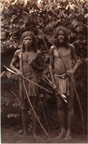 Veddah Tribesmen with Bow and Arrow - Ceylon (Sri Lanka) 1880's