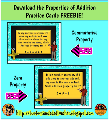 Properties of Addition Practice Cards FREEBIE