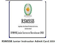 RSMSSB Junior Instructor Admit Card