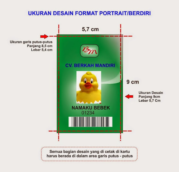 Format ukuran kartu beridiri