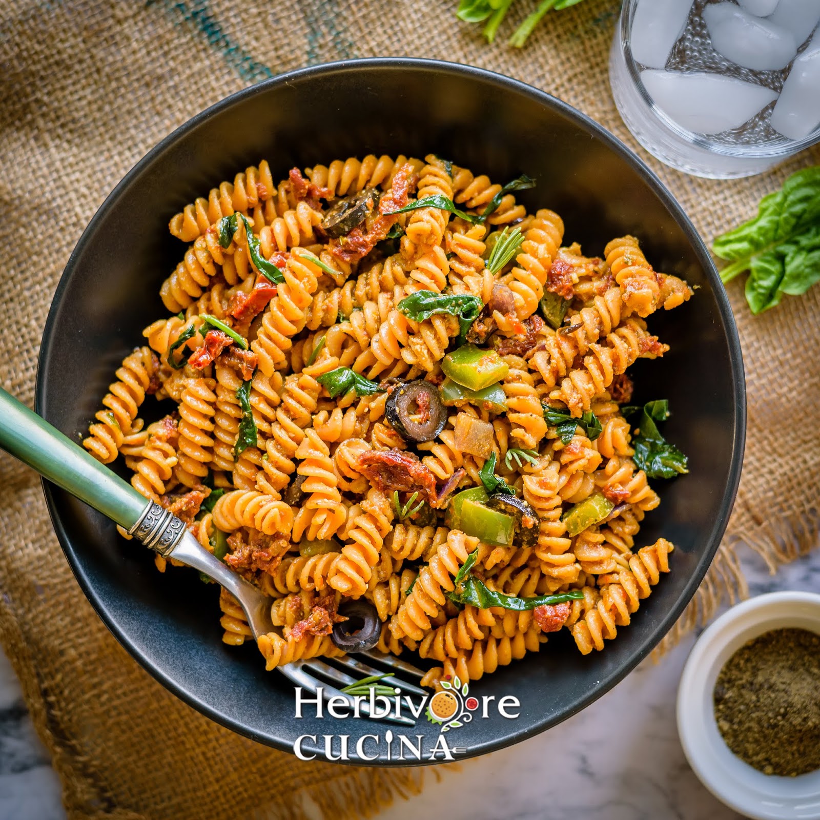 Herbivore Cucina Red Lentil Pasta with Sundried Tomato Pesto