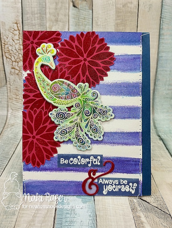 Peacock card by Nakaba Rager | Beautiful Plumage Stamp set by Newton's Nook Designs #newtonsnook