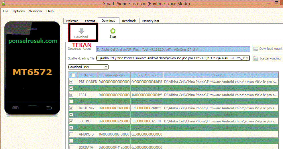 Langkah-langkah melakukan proses flashing advan s5e