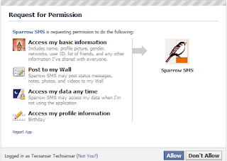 sparrow sms fb connect