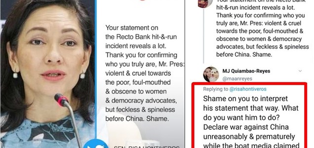 MJ Reyes Burns Hontiveros on Criticizing Pres. Duterte, Asks Where She Was in 2012 Incident