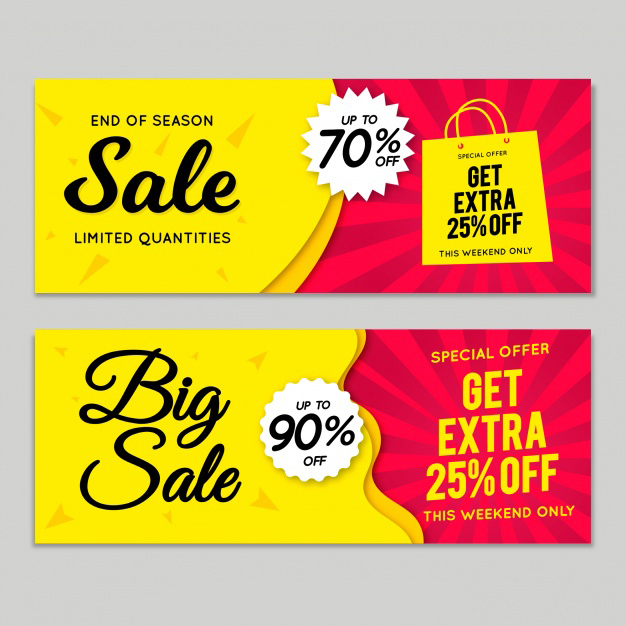 Hand drawn sale banners Free Vector