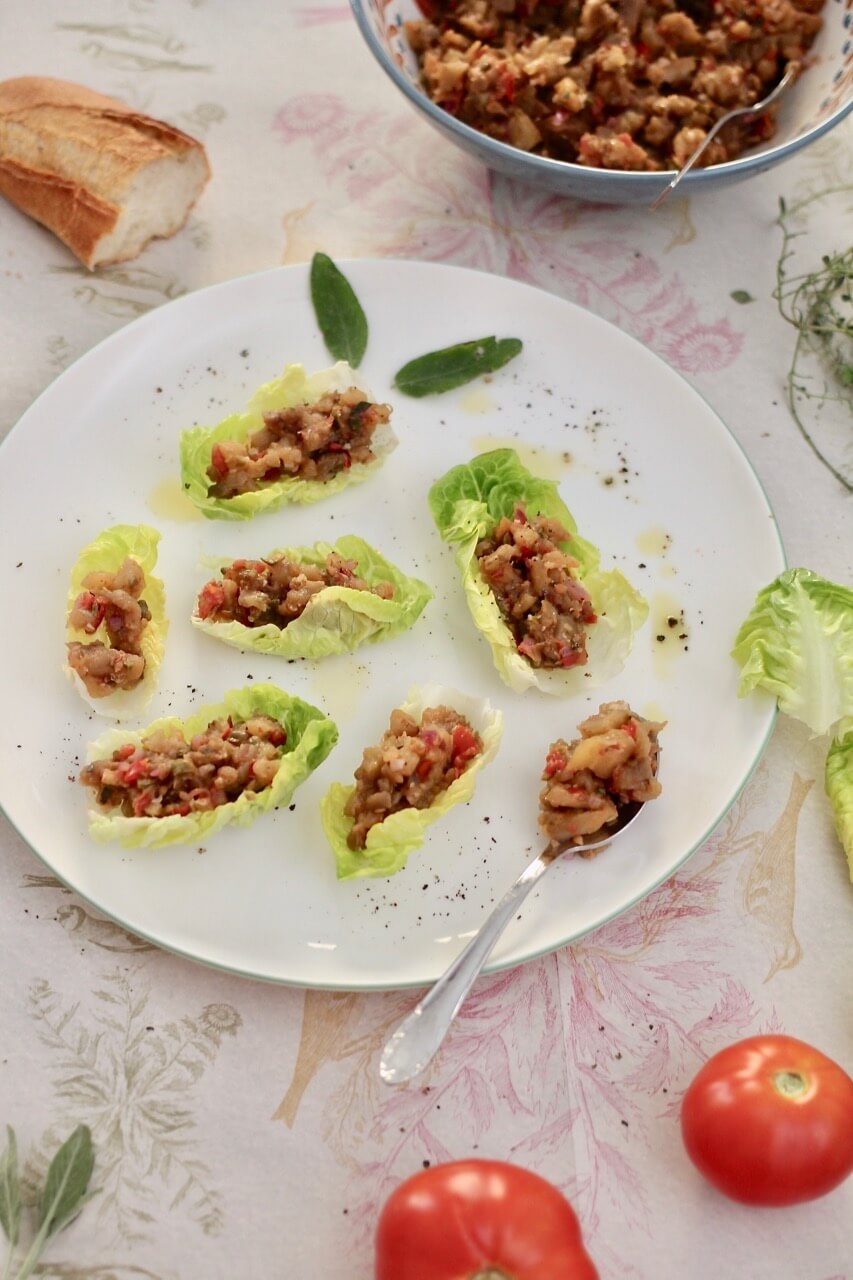 Auberginentatar Rezept - Auberginentatar-bruschetta Rezept