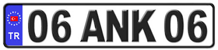 Ankara il isminin kısaltma harflerinden oluşan 06 ANK 06 kodlu Ankara plaka örneği