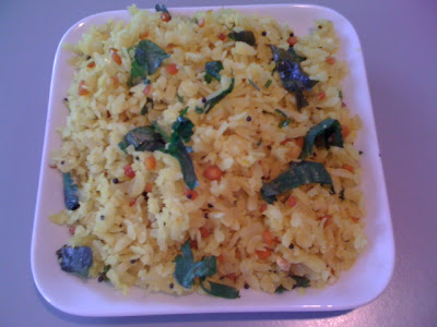 Aval Upma (puffed rice)is a breakfast