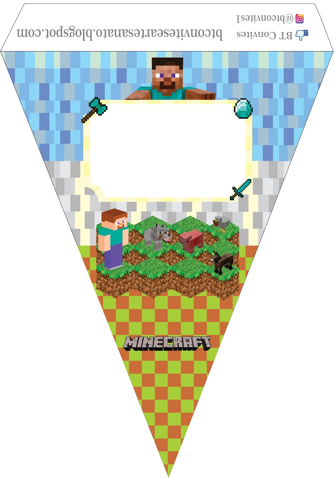 Bandeiras Papel Festa Minecraft 230 cm ⋆ Festa Na Hora