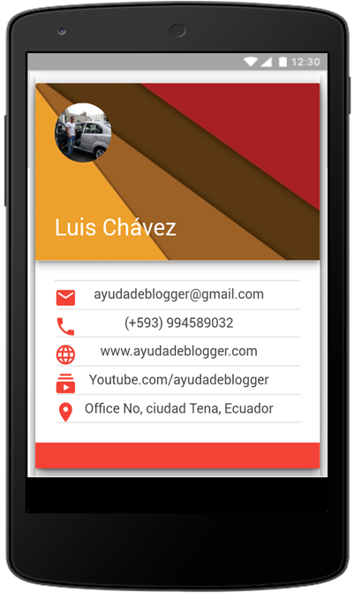 Widget card negocios Material design Blogger