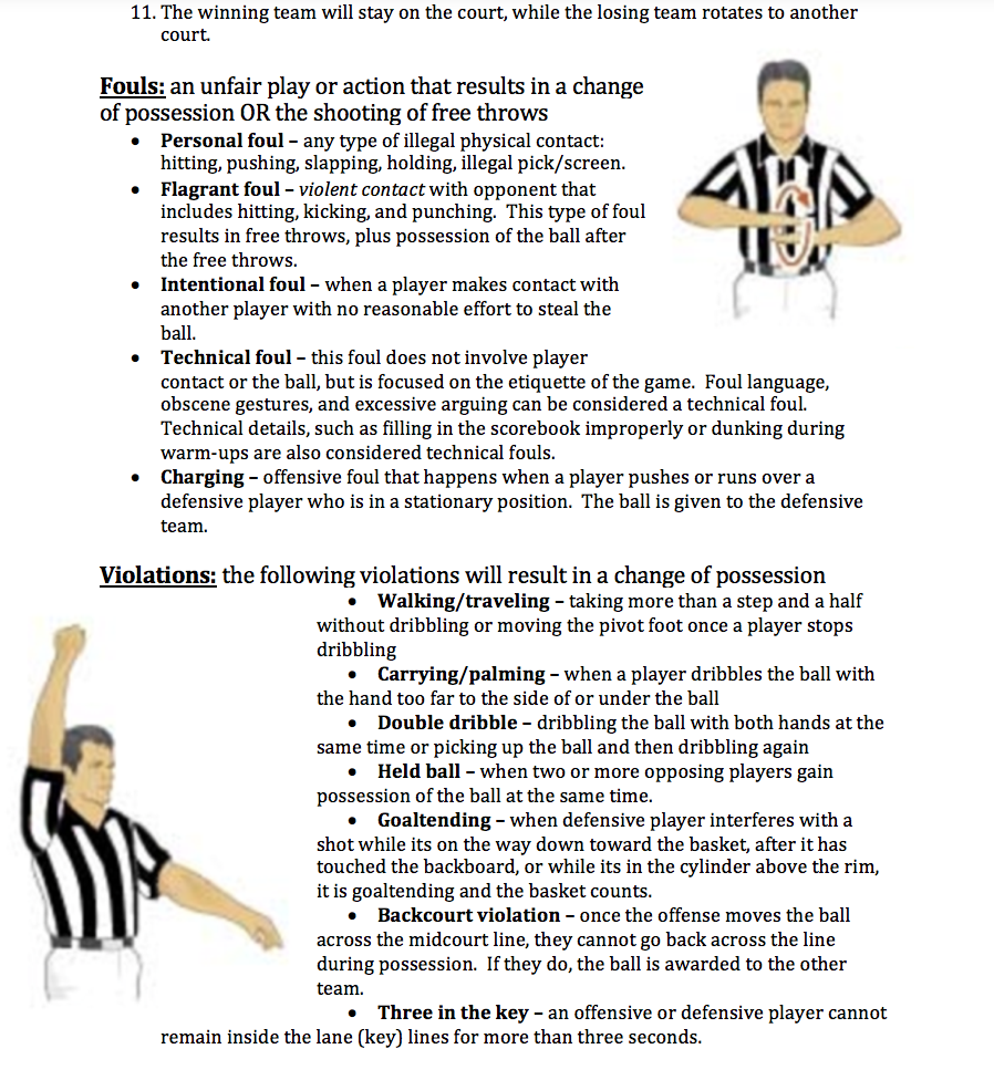 Mr. Redic's Physical Education Site Basketball Handout