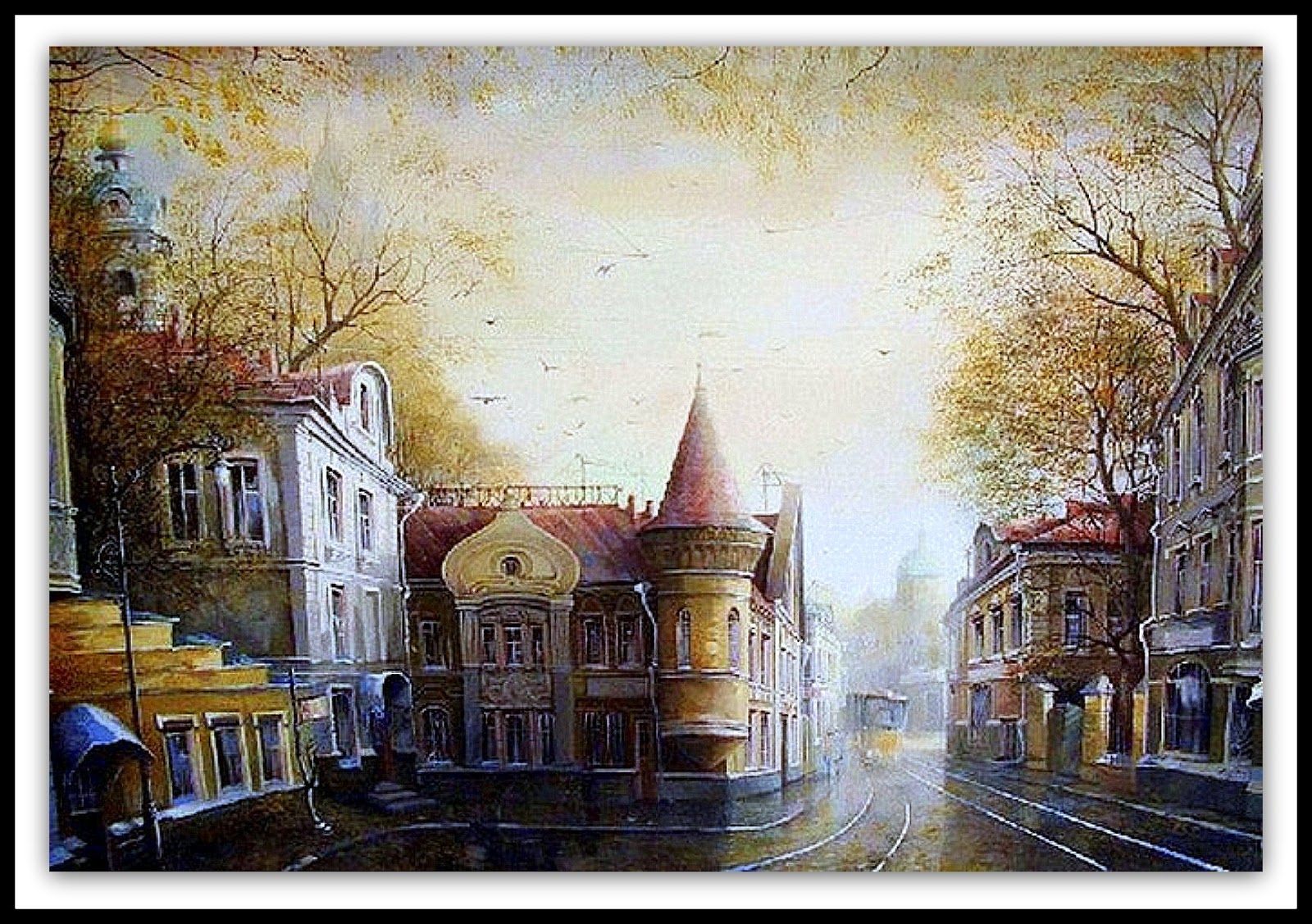 российская империя в начале 20 века. старая городская дорога. зимние картины художник александр стародубов булгаковская москва. художник светлана ясенева картины. со старым городом.