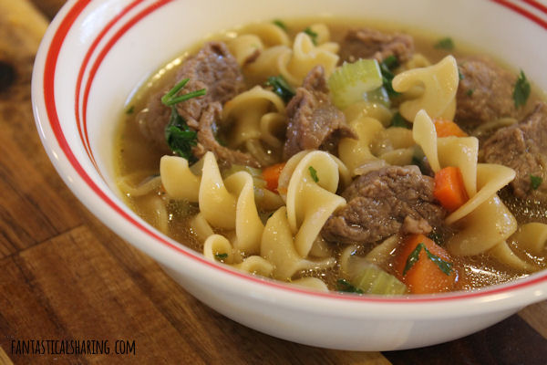 Beef Noodle Soup // When chicken noodle soup meets elements of beef stew, this comforting Beef Noodle Soup is the outcome! #recipe #beef #soup #maindish #pasta