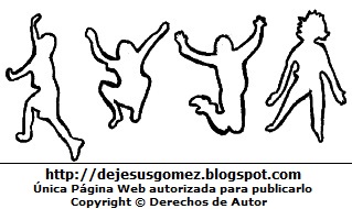 Silueta de jóvenes Dibujo: Silueta de jóvenes por el Día de la Juventud para colorear, pintar e imprimir o por el Día Internacional de la Juventud. Hecho por Jesus Gómez