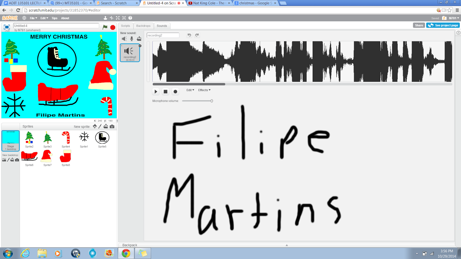 Filipe's Blog Class 8, Scratch Animated Greeting Card