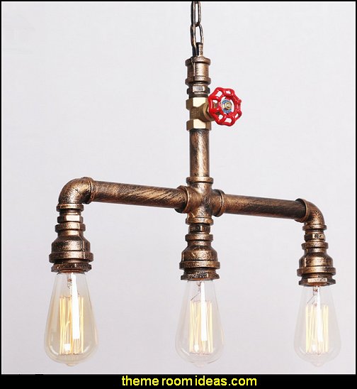 Rustic Copper Metal Water Pipe Pendant Light Max