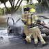 CARRO FICA COMPLETAMENTE INCENDIADO ENTRE O MANÉ GARRINCHA E O AUTÓDROMO NELSON PIQUET