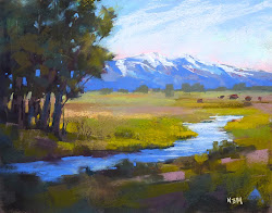 landscape pastel painting mountains rocky paintings mountain stream bison watercolor artwork fine landscapes frustrated read artist abstract tetons contemporary acrylic