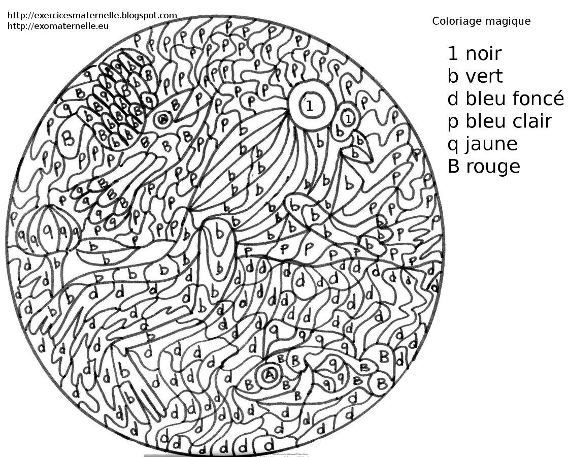 Maternelle: Coloriage magique : poissons