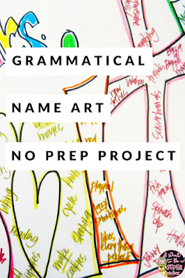 A NO PREP art/language activity teachers can use any time during the year. All you need is paper! Use this project to transition back after winter or spring break. This activity can also work as a back to school "get to know you" project or a fun way to review parts of speech. Use this fun kid friendly project in 2nd, 3rd, 4th, and even 5th grade! #education #grammar #projectsforkids #elementaryeducation #secondgrade #thirdgrade #fourthgrade #fifthgrade #teach #teachers