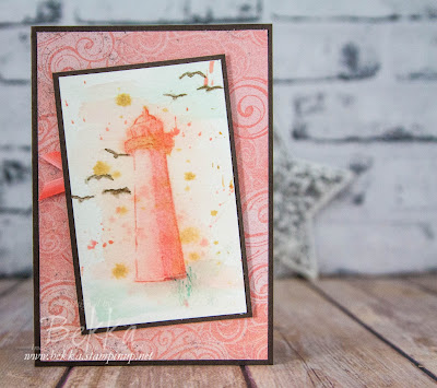 No Line Watercolour Lighthouse Card for any occasion featuring the High Tide Stamps from Stampin' Up! UK