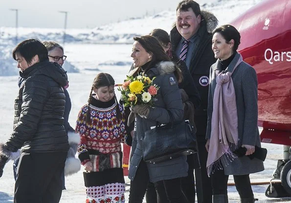 Princess Marie wore Parajumpers fur hood coat. Princess carried Yves Saint Laurent bag. Princess Marie attend autism conference in Nuuk.
