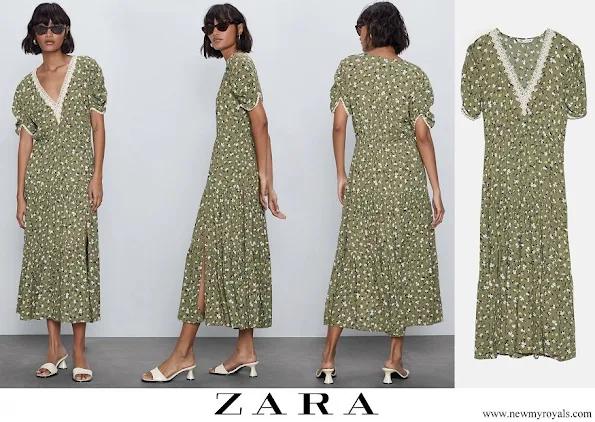 Kate Middleton wore Zara V-neck Printed Midi Dress