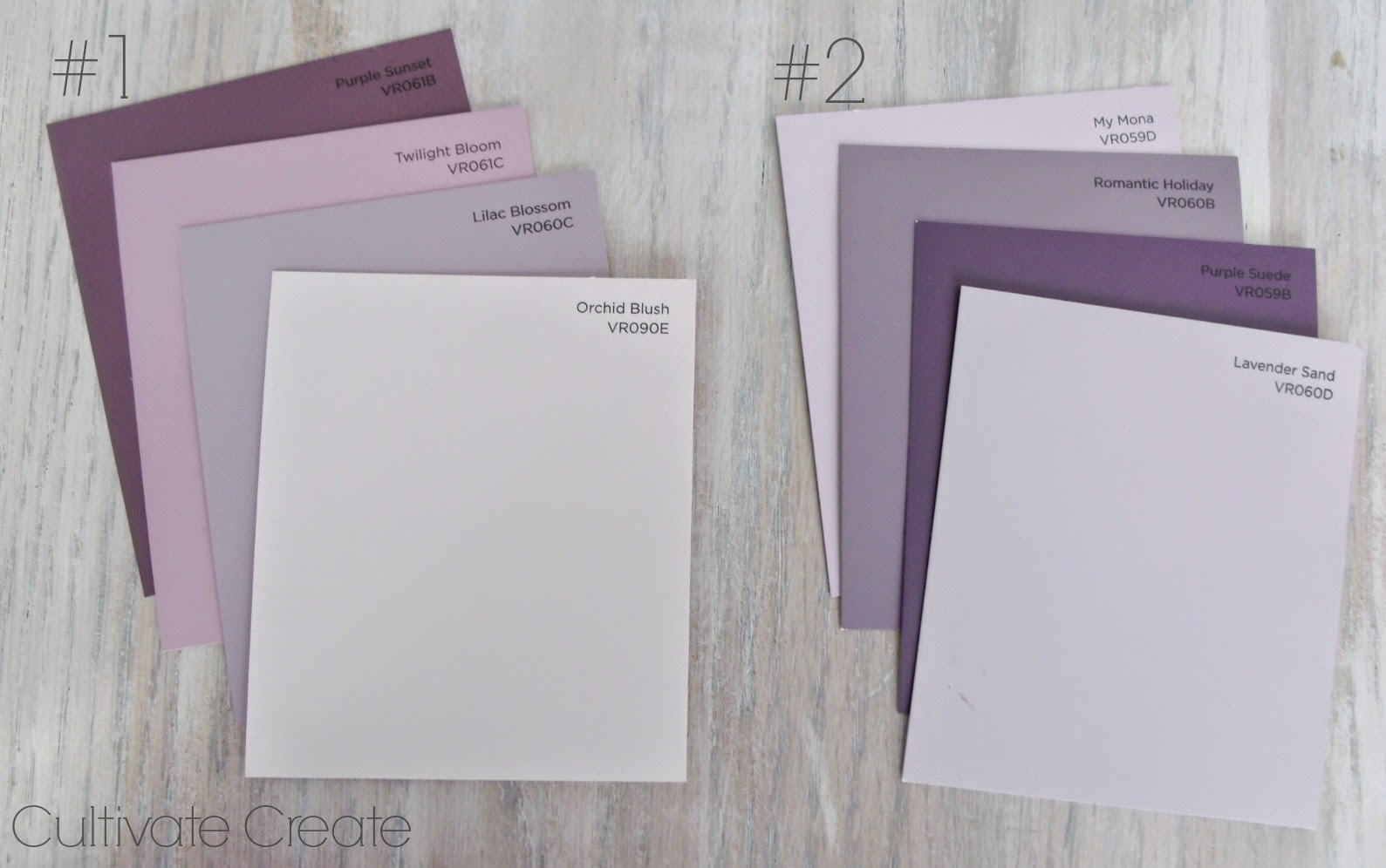 Cultivate Create Aubergine Orchid Digital Design Board Looking At These Two Sets Of Colors I Am Drawn More To The One On Left It Looks A Little Grown Up Me And Not So Pastel