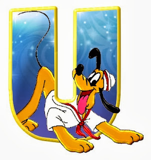 Alfabeto de personajes Disney con letras grandes U Pluto. 