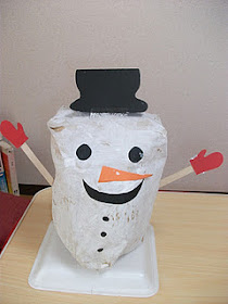 Preschool activities paperbag snowman craft for kids