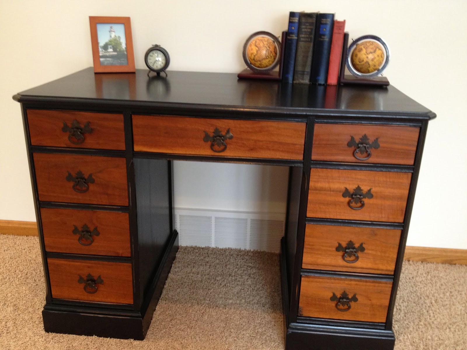 Black Wood Desk Wooden Desk With 3 Drawers And Lock Model Jan Woltu