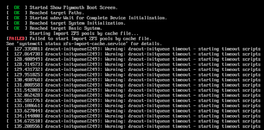 CentOS not booting after 'yum update' (using zfs-kmod) [SOLVED]