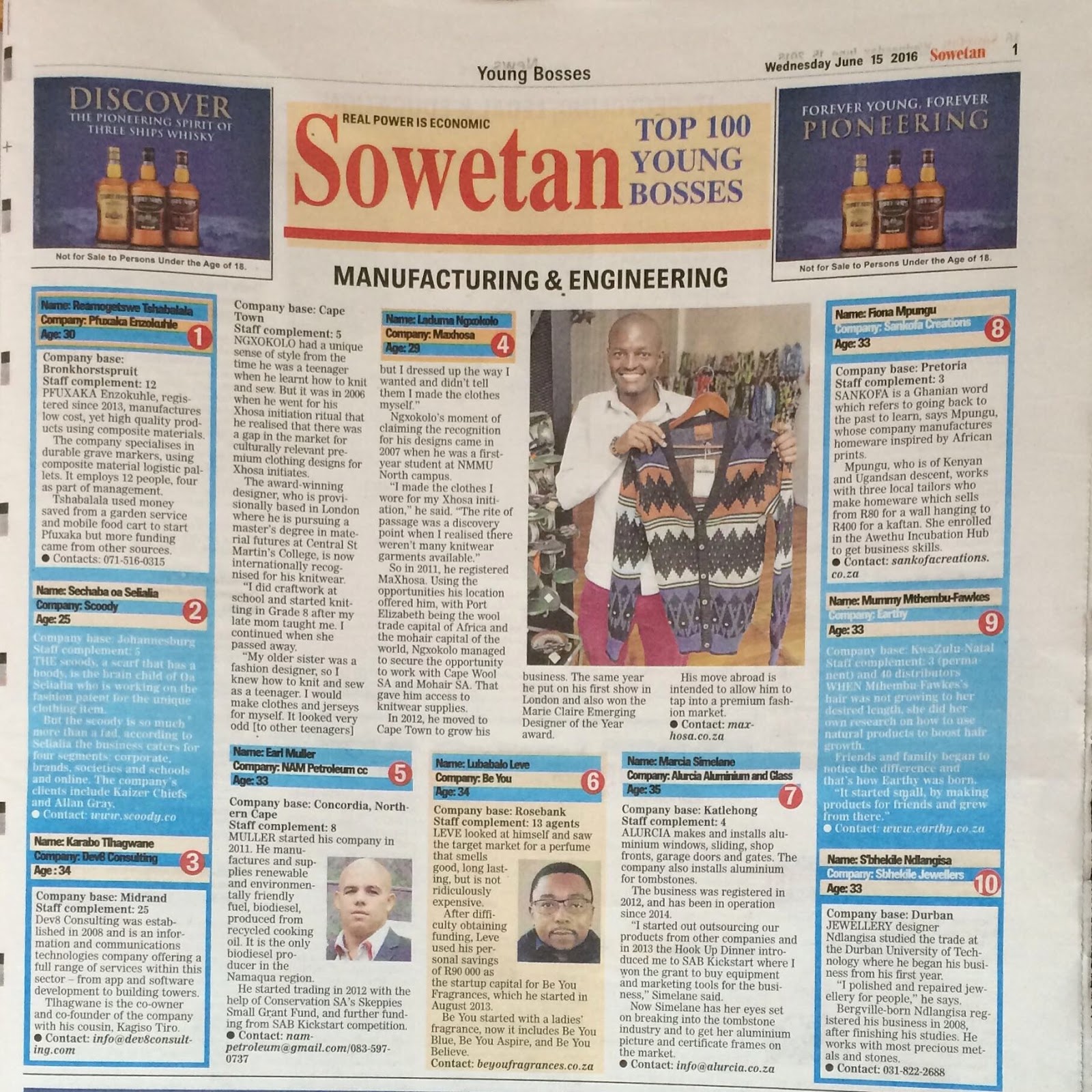 Sbhekile Jewellers Article on Sowetan newspaper