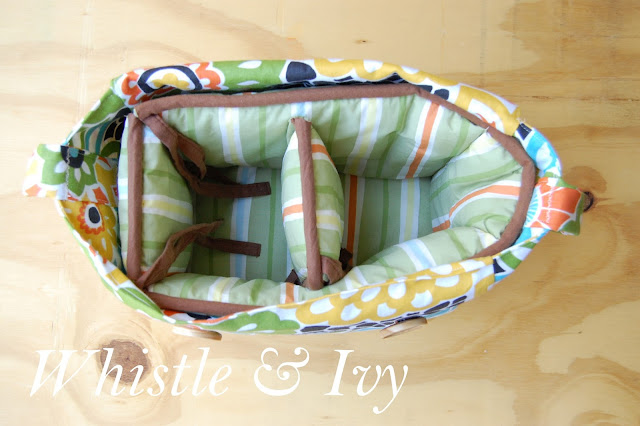 Reuse those crib bumpers as a soft liner for this easy DIY Camera Bag! | Whistle and Ivy