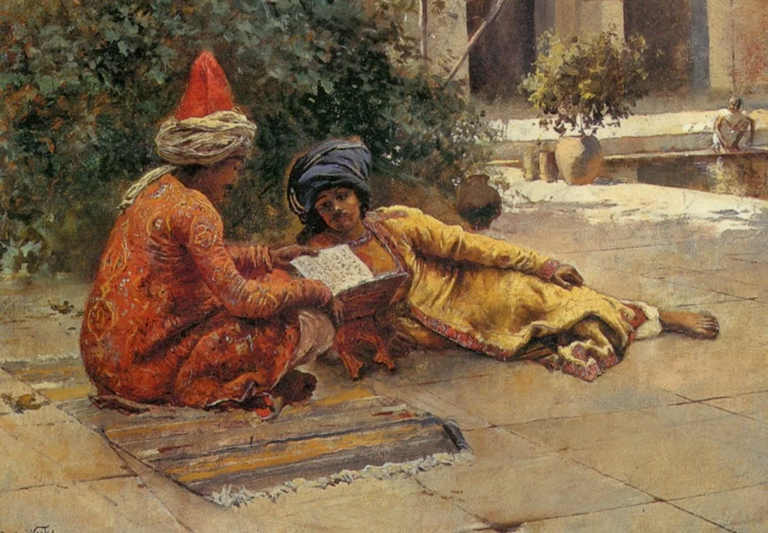 Edwin Lord Weeks - Two Arabs Reading