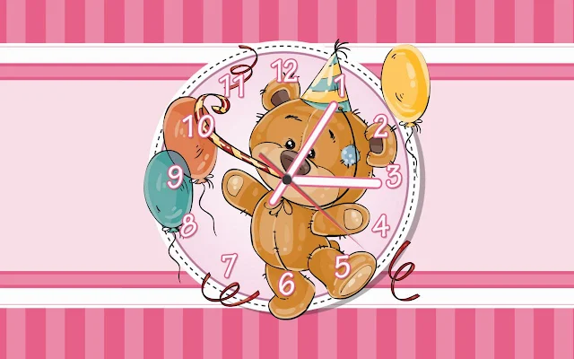 Teddy Bear Happy Birthday to You Free Animated Clock Screensaver.