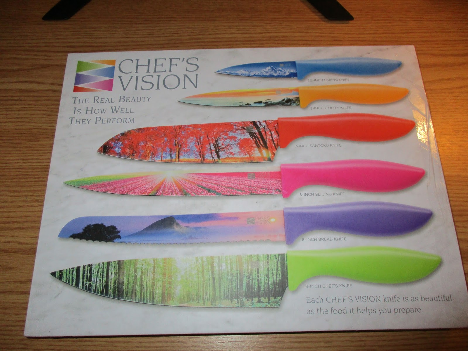 Missy's Product Reviews : Chef's Vision 6 Piece Color Landscape Kitchen Knives  Set