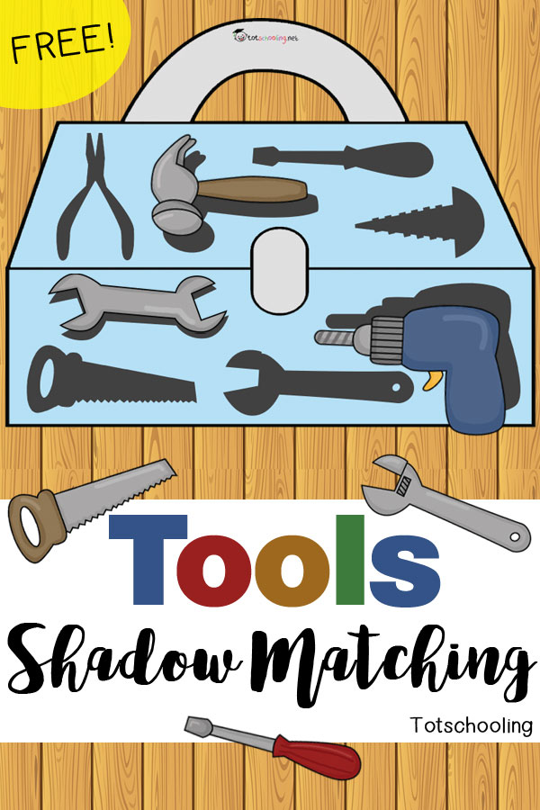 FREE Tools matching activity with a tool box and 8 different construction tools. Great toddler activity for Father's Day or community helpers theme.