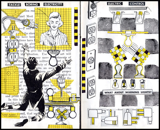 altered collage book about fingerprints