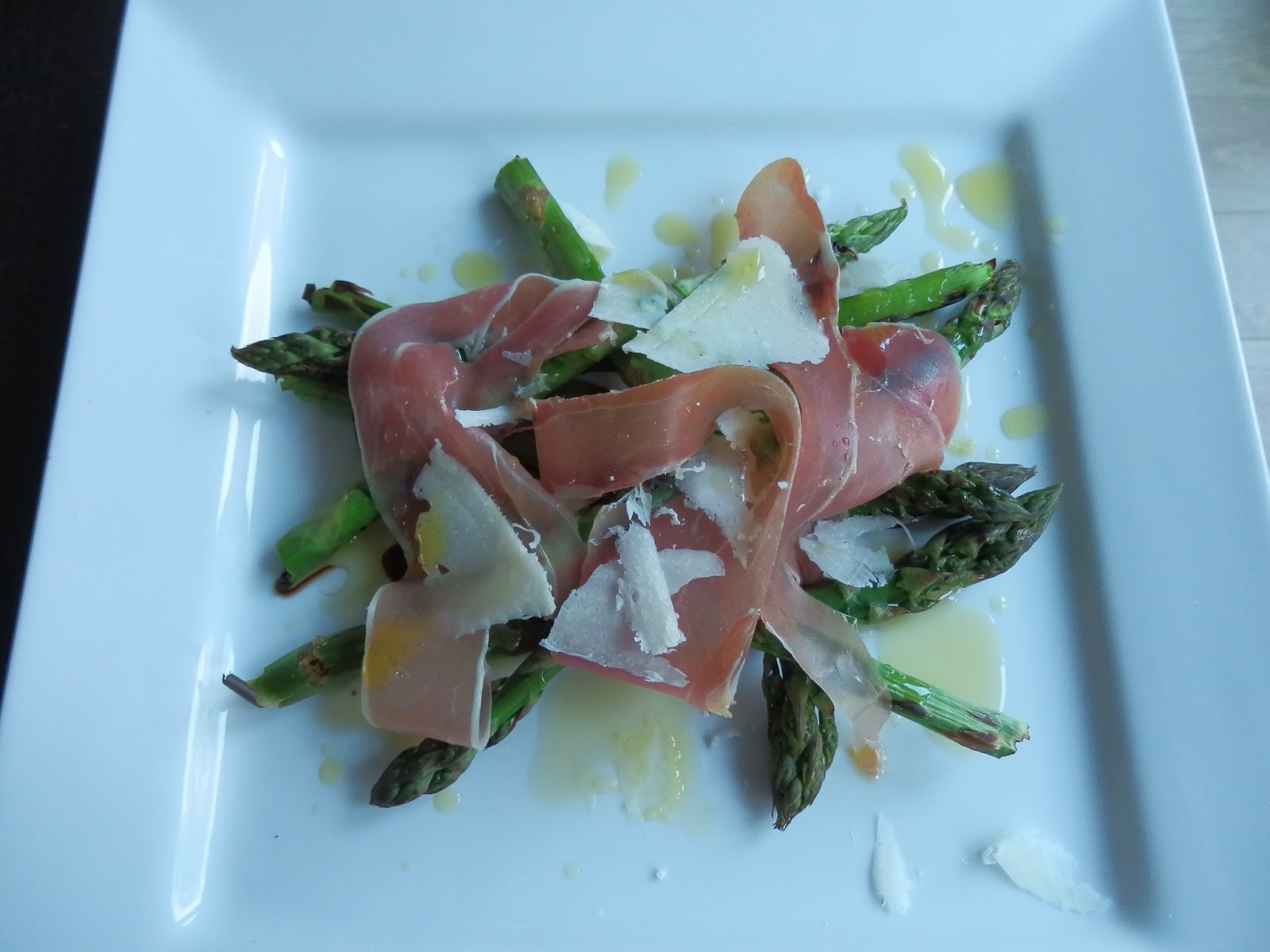 LEEKS & LIMONI Warm Asparagus Salad with Prosciutto and Parmesan