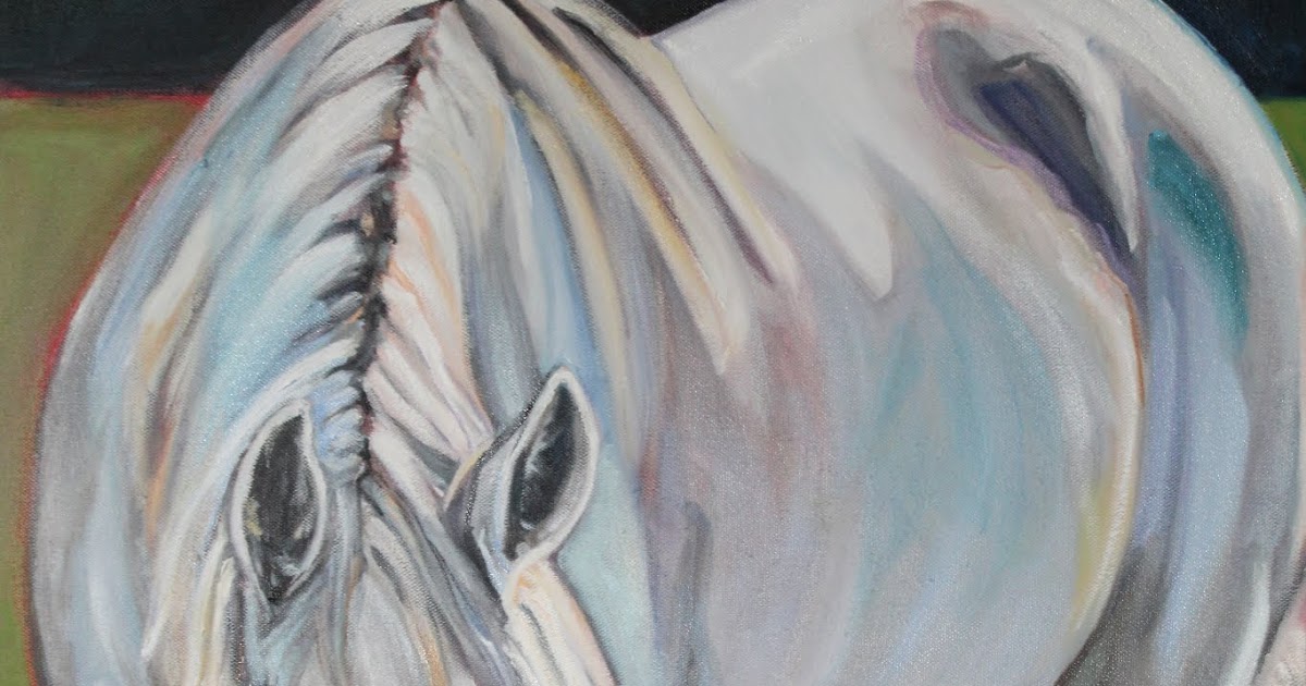 Horse Art Online Large White Horse Oil Painting