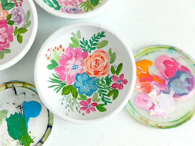 Painted Floral Wooden Bowls: Grow Creative Blog