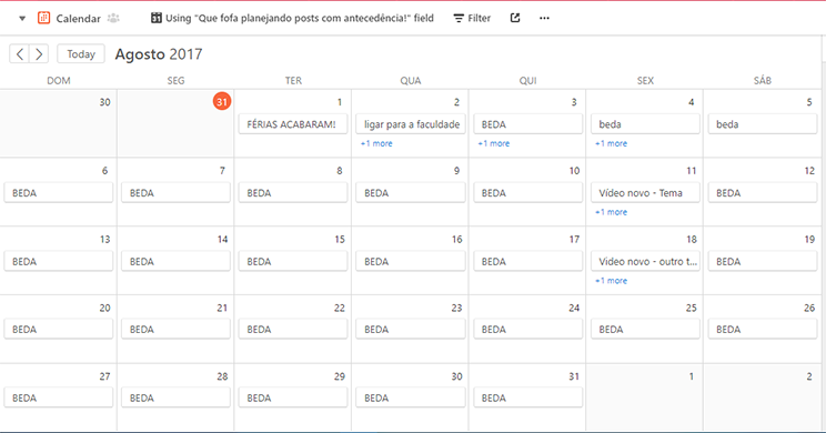 Calendário Editorial no Airtable