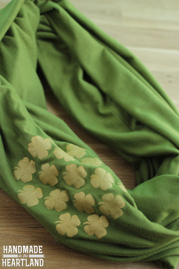 Gold shamrock infinity scarf